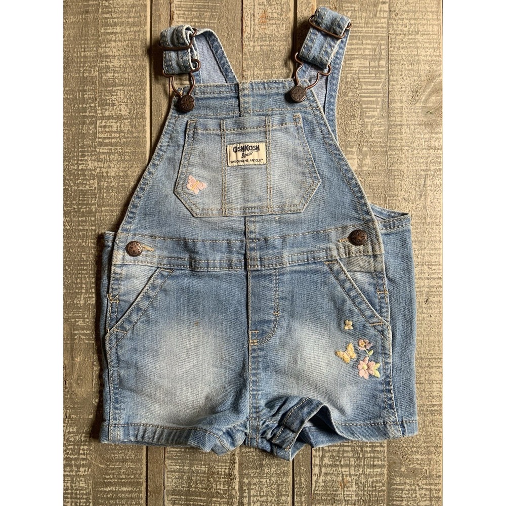 Osh Kosh Bgosh Overalls Baby Girl Toddler Size 12 Months Blue‎ Denim Butterflies